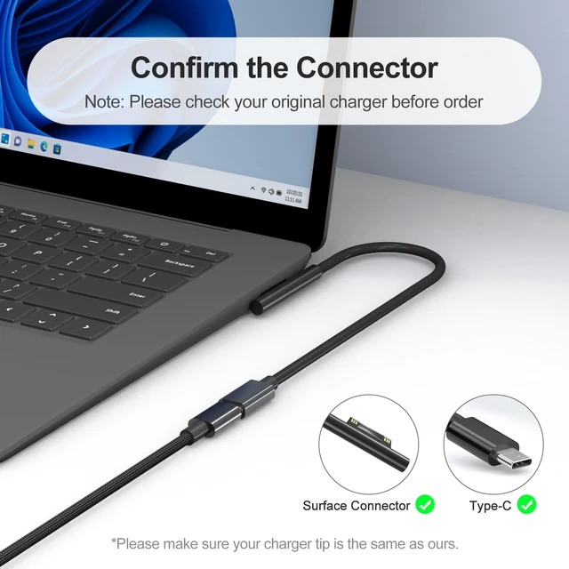 Alt view image 3 of 7 - New 65W Surface Pro ChargerMicrosoft Surface Charge Compatible with Surface Pro 12/11/10/9/8/7+/7/6/5/4/X Power Adapter, Microsoft Surface Book 1 2 3, Both Microsoft Surface Laptop/Tablet