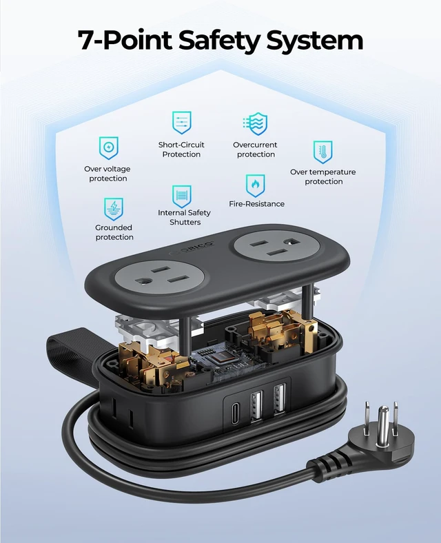 Alt view image 5 of 7 - Cruise Approved Travel Power Strip, 4FT Wrap-Around Extension Cord with 4 AC Outlets 3 USB Ports (1 USB C), 45° Flat Plug Compact for Hotel Travel Essentials ETL Listed-AP3