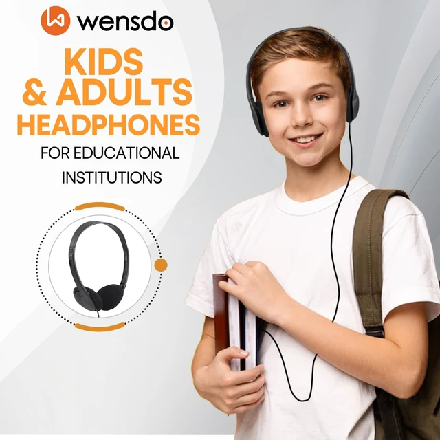 Alt view image 2 of 7 - 50 Pack Classroom Headphones Bulk for School Kids Students, Wholeslae Wired Durable Earphones Class Set for Children Toddler Teens Boys Girls and Adult (HY857,50 Black)