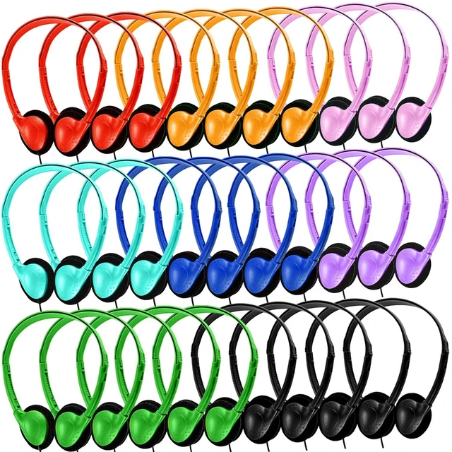 Main image of 50 Pack Classroom Headphones Bulk for Students Kids Schools, Wholesale Class Set Durable Wired Earphones for Students Children Toddler Teens Boys Girls and Adult (HY857,50 Mixed)