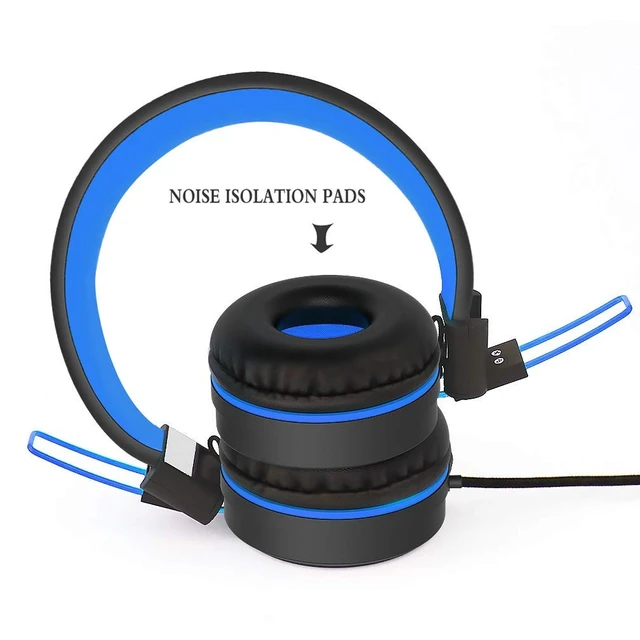 Alt view image 5 of 7 - i37 Kids Headphones for School Child Girls Boys Teens, Black/Blue Foldable Adjustable Lightweight, 3.5mm Audio Jack On Ear Headphones for Smartphones Chromebook Computer PC Tablets Travel