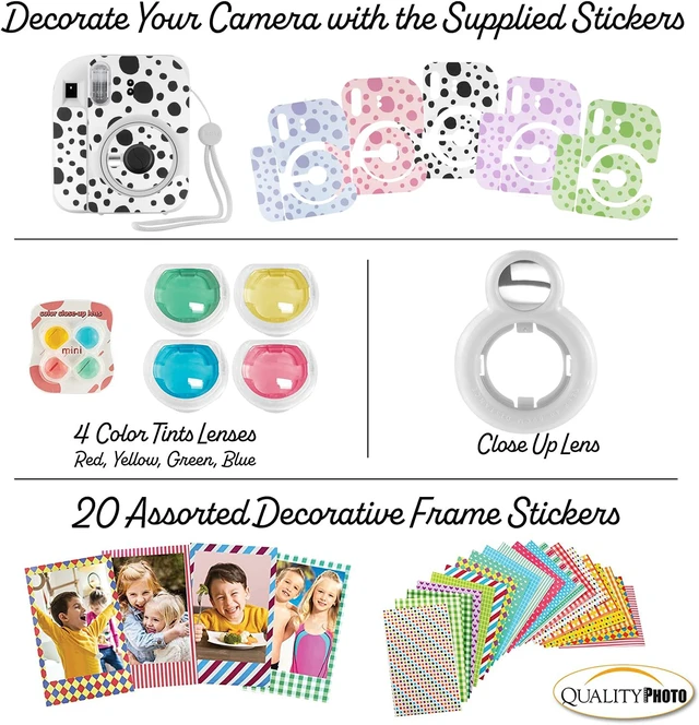 Alt view image 5 of 7 - Instax Mini 12 Instant Camera with Case, Decoration Stickers, Frames, Photo Album and More Accessory kit (Clay White)