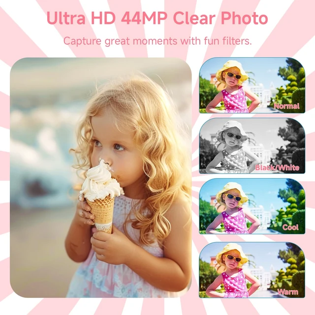 Alt view image 4 of 7 - Digital Camera, FHD 4K Autofocus Digital Camera Pink with 64GB SD Card 16X Zoom, 2026 Upgraded Compact Cameras for Photography Point and Shoot Small Camera for Teen Boys Girls Kids Travel Adventures