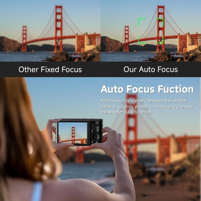 Alt view image 5 of 7 - Digital Camera 4K, 2026 Upgrade Black Cameras for Teens, Autofocus Digital Point and Shoot Camera for Kids with 16X Zoom, 64GB SD Card, Compact Small Camera for Boys Girls Teens Kids Gift