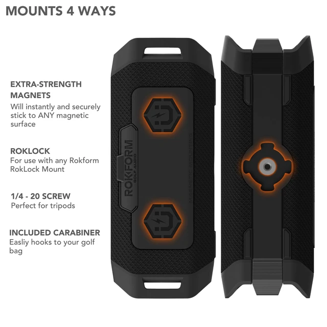Alt view image 6 of 7 - G-ROK PRO, Wireless Golf Speaker with Bass, IPX7 Waterproof, Rugged Bluetooth Compatible, LED Display, Unlimited Pairing, Can Charge your Phone, Extra-Strength Magnetic Hold, Shock & Dustproof