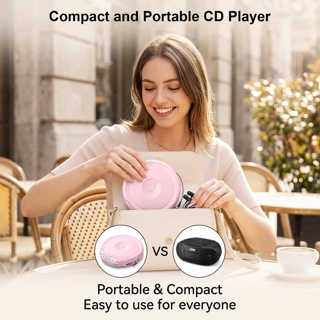 Alt view image 7 of 7 - Portable CD Player with Earphones CD Player for Car CD Dsicman with Anti-Skip Shockproof with LCD Display Support PROG Memory Repeat Function