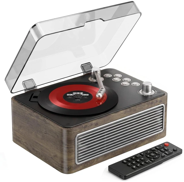 Main image of CD Player for Home Retro, Bluetooth 5.4, Hi-Fi Speaker,FM Radio Portable wood CD music player 3600mAh rechargeable battery, room decor,vintage nostalgic record-style,gift for music lovers
