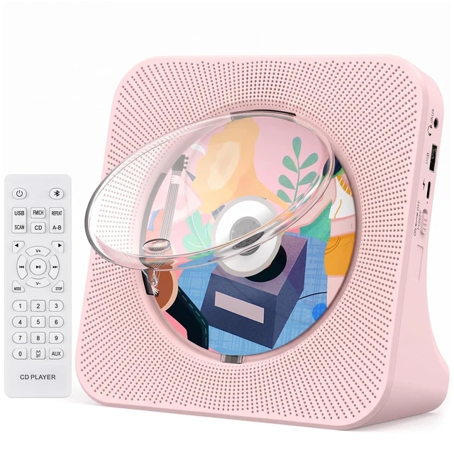 Main image of Portable CD Player with Bluetooth for Home, Hi-Fi Speaker,FM Radio Plug-in desktop use,2-way Bluetooth mode, 3W speakers,Remote control,sleep timer, A-B repeat,USB/AUX,headphone jack