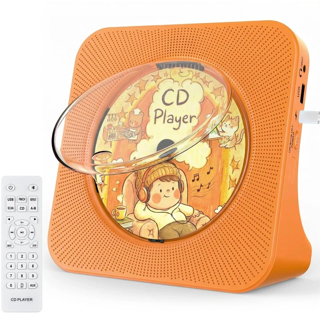 Main image of Portable CD Player with Bluetooth, CD Player with Speaker for Home Plug-in desktop use,2-way Bluetooth mode, 3W speakers, FM radio, sleep timer, A-B repeat,USB/AUX