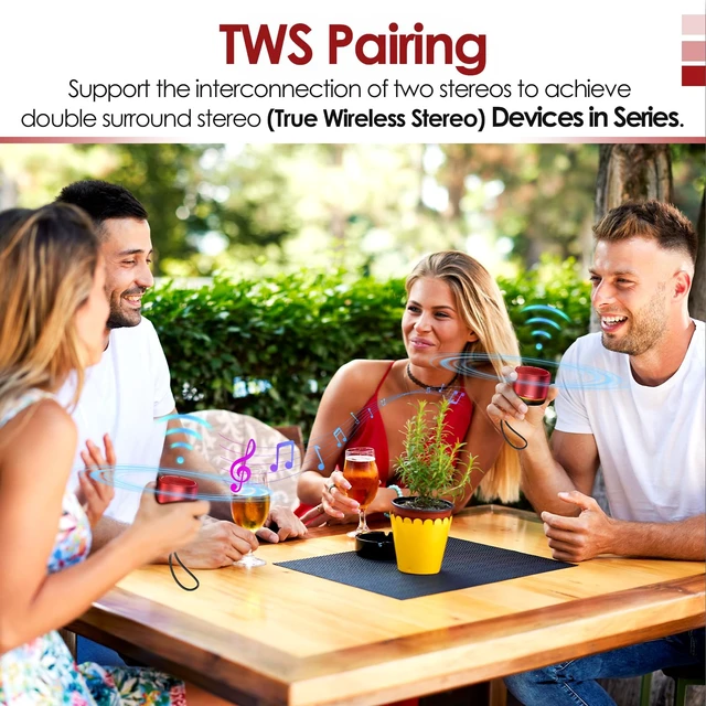 Alt view image 6 of 7 - Portable Bluetooth Speaker Mini Speakers, Wireless, HD Microphone 12H Battery Life, Metal Cover,TWS Pairing, Wireless Speaker with RGB Lights for Home/Travel/Outdoor/Car/Beach by Music Lovers