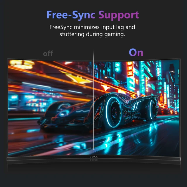 Alt view image 7 of 7 - Z-Edge 27 inch Curved Gaming Monitor, 1080P, 180Hz/144Hz Computer Screen UG27 1500R Curved Computer Monitor, 1ms, FreeSync, Low Blue Light, 1X DP & 1X HDMI, Metal Stand, for Office & Gaming