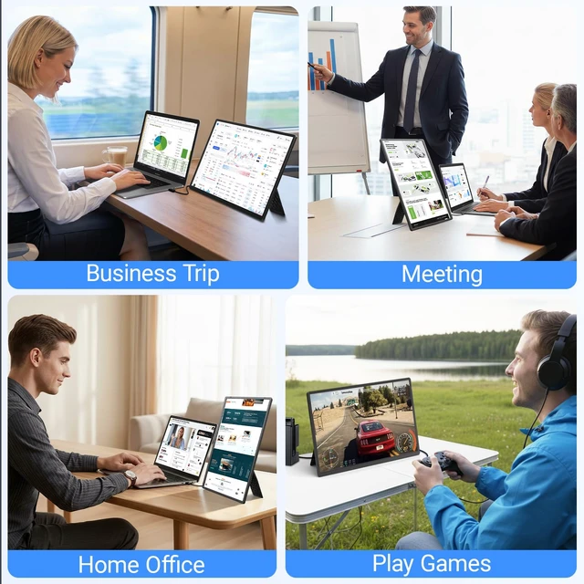 Alt view image 6 of 6 - Laptop Screen Extender, 16.1" FHD 1080P Laptop Monitor Extender, Ultra-Thin Portable Monitor for Laptop with USB-C/HDMI Port, Plug & Play for Windows/Mac/Android/Switch/PS5/Chrome