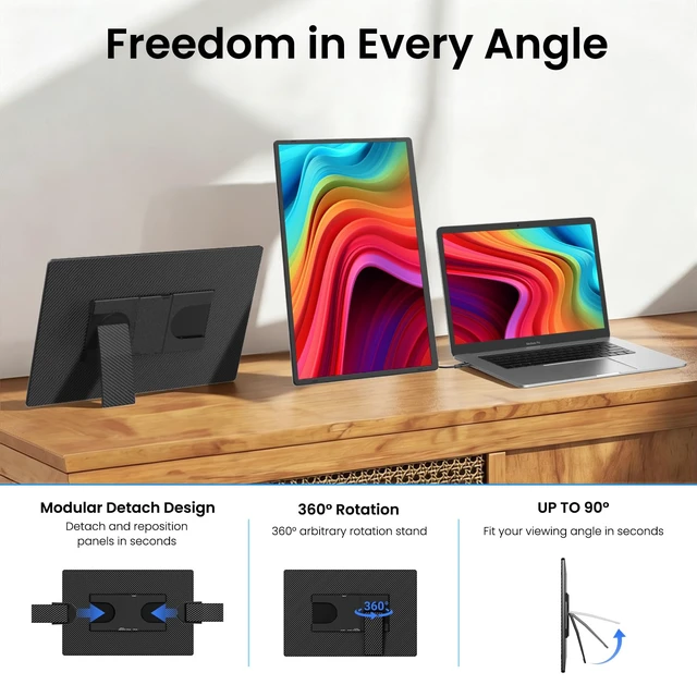 Alt view image 3 of 6 - Laptop Screen Extender, 16.1" FHD 1080P Laptop Monitor Extender, Ultra-Thin Portable Monitor for Laptop with USB-C/HDMI Port, Plug & Play for Windows/Mac/Android/Switch/PS5/Chrome