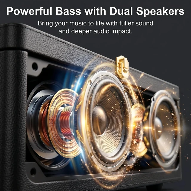 Alt view image 3 of 7 - Portable CD Player with Bluetooth 5.4, 3600mAh Rechargeable Battery Hi-Fi speakers,FM Radio, Leather retro suitcase style,Vintage CD Music Kpop Player,gift idea for music lovers,home decor