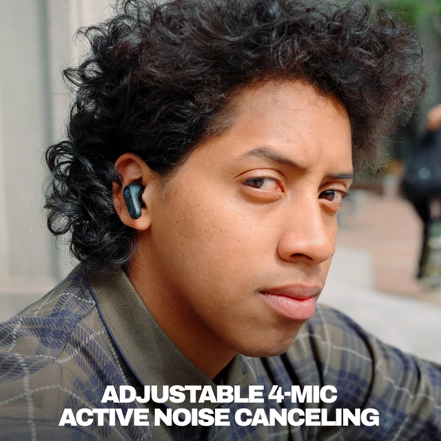 Alt view image 2 of 7 - Rail ANC Active Noise Cancelling Wireless Earbuds - True Black In-Ear, Bluetooth Headphones, Noise Cancellation, 38 Hours Battery, Microphone for iPhone Android, Customizable Sound