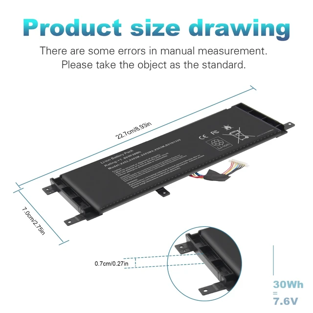 Alt view image 2 of 7 - New B21N1329 Laptop Battery for Asus X403 X403M X403MA X503M X502CA X453 X453M X453MA X553 X553M X553MA - 7.6V 30Wh
