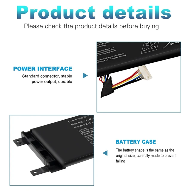 Alt view image 3 of 7 - New B21N1329 Laptop Battery for Asus X403 X403M X403MA X503M X502CA X453 X453M X453MA X553 X553M X553MA - 7.6V 30Wh