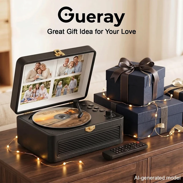 Alt view image 6 of 7 - Portable CD Player with Bluetooth 5.4, 3600mAh Rechargeable Battery Hi-Fi speakers,FM Radio, Leather retro suitcase style,Vintage CD Music Kpop Player,gift idea for music lovers,home decor
