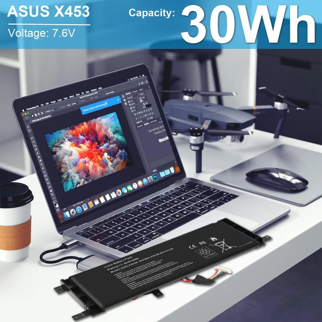 Alt view image 7 of 7 - New B21N1329 Laptop Battery for Asus X403 X403M X403MA X503M X502CA X453 X453M X453MA X553 X553M X553MA - 7.6V 30Wh