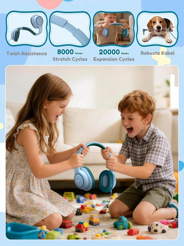 Alt view image 5 of 6 - OHW328 Kids Headphones Wired for School - Over Ear Design 85/94dB Safe Volume, 3.5mm Jack Foldable Headphones for Kids Boys Girls Classroom Yoto Player Chromebook Travel Green