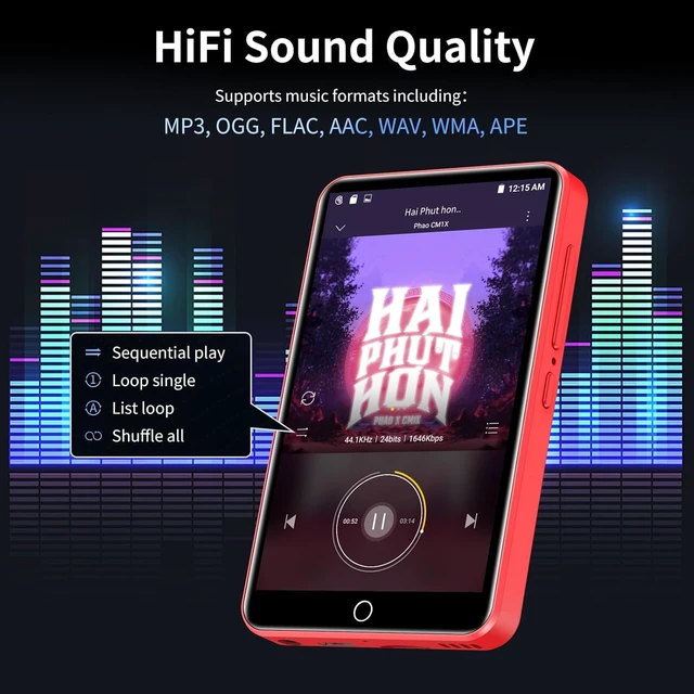 Alt view image 5 of 7 - 80GB MP3 Player with Bluetooth and WiFi, Android OS, 4" Touch Screen Spotify Music&Video Player, Built-in Speaker, FM Radio, MP4 Player for Kids