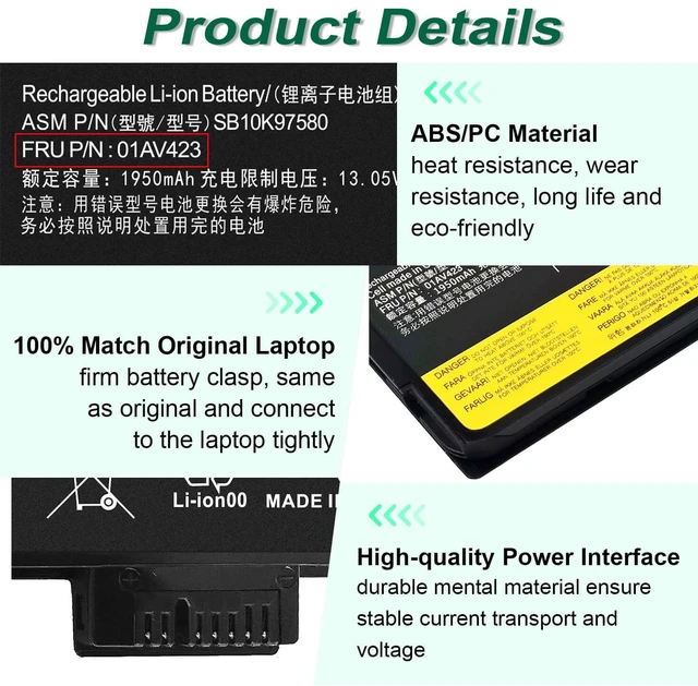 Alt view image 4 of 6 - 01AV423 01AV424 Battery for Lenovo ThinkPad T480 T470 T580 T570 P51S P52S A485 A475 TP25 Series SB10K97580 SB10K97597 01AV452 01AV422 Battery