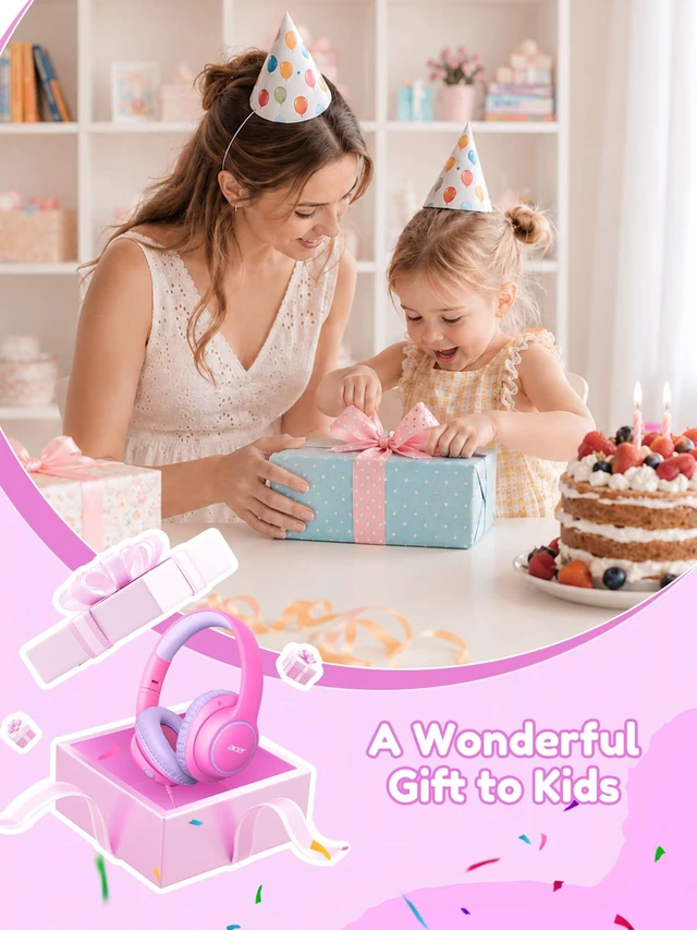 Alt view image 2 of 7 - OHW328 Kids Headphones Wired for School - Over Ear Design 85/94dB Safe Volume Limit, 3.5mm Jack Foldable Headphones for Kids Boys Girls Classroom Yoto Player Chromebook Travel Pink