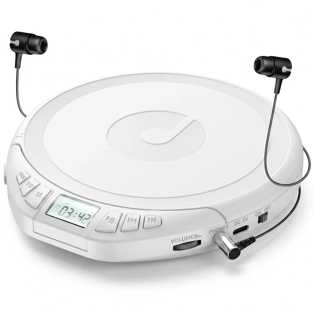 Main image of Portable CD Player with Earphones CD Player for Car Support MP3 CD Dsicman with Anti-Skip Shockproof with LCD Display Support PROG Memory Repeat Function
