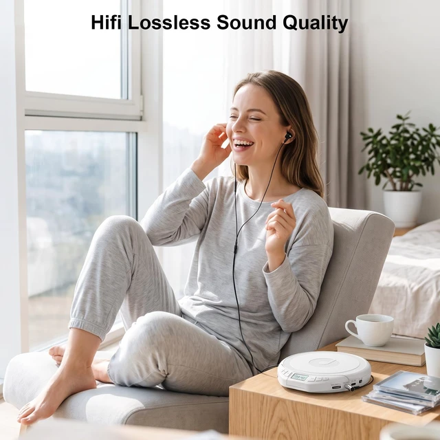 Alt view image 3 of 7 - Portable CD Player with Earphones CD Player for Car Support MP3 CD Dsicman with Anti-Skip Shockproof with LCD Display Support PROG Memory Repeat Function