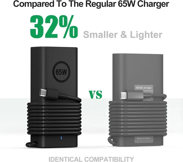 Alt view image 5 of 7 - 65W 45W Laptop Charger USB C Compatible with Dell Latitude 5420 5520 5320 5430 5290 7410 7420 XPS 13 9250 9360 9365 9370 9380 9350 9550 Chromebook 5190 Type C AC Adapter