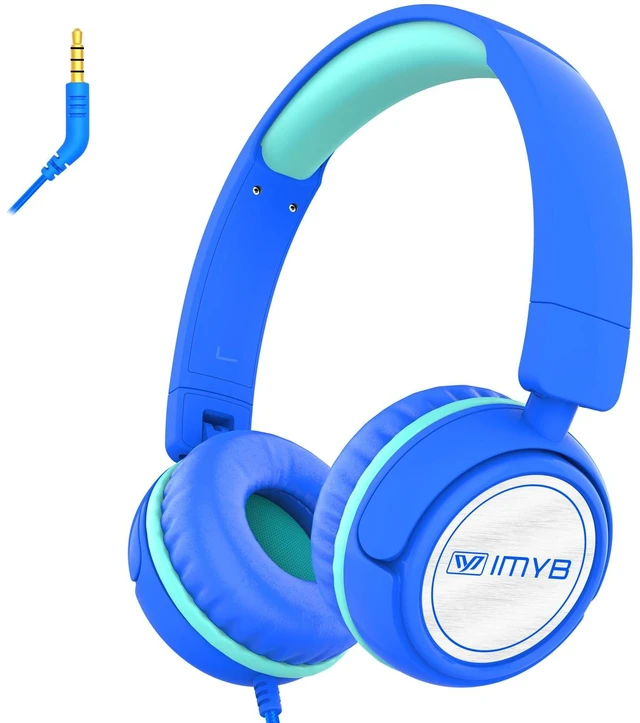 Main image of V1 Kids Headphones, Wired Stereo Foldable Tangle-Free 3.5mm Adjustable On-Ear Headphones for Kids for School/Toddlers/Childrens/Teens/Boys/Girls/Ipad/Tablet/Kindle/Phones/Travel/Plane (Blue-RV)