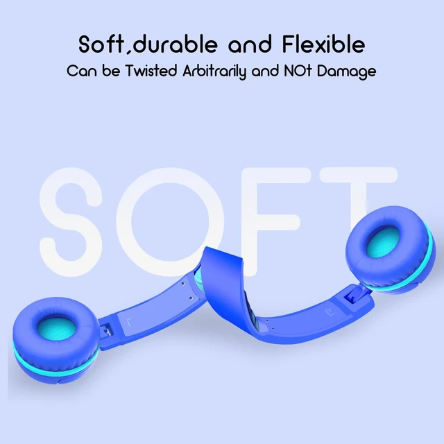 Alt view image 7 of 7 - Kids Headphones, V1 Wired Stereo Foldable Tangle-Free 3.5mm Adjustable On-Ear Headphones for Kids for School/Toddlers/Childrens/Teens/Boys/Girls/Ipad/Tablet/Kindle/Phones/Travel/Plane (Blue)