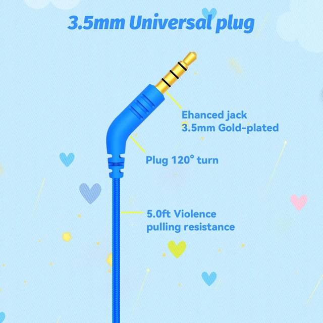 Alt view image 6 of 7 - V1 Kids Headphones, Wired Stereo Foldable Tangle-Free 3.5mm Adjustable On-Ear Headphones for Kids for School/Toddlers/Childrens/Teens/Boys/Girls/Ipad/Tablet/Kindle/Phones/Travel/Plane (Blue-RV)