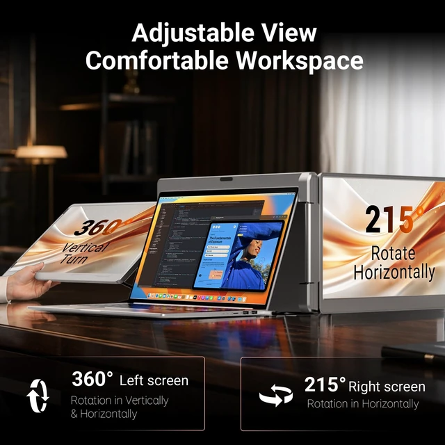 Alt view image 6 of 7 - 15.6" Laptop Screen Extender Monitor Portable FHD 1080P, Triple Extended Monitor, Not compatible with M1, M2, M3, for 12~17.3" Laptops, Multitasking, Travel, S10