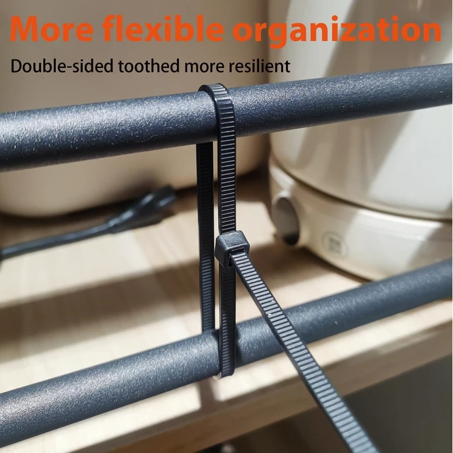 Alt view image 5 of 7 - Zip Ties Assorted Size,500 Pack,6+8+12+14+18 Inch Double Sided Toothed,120 LBS Tensile Strength Heavy Duty Cable Wire Ties Self-Locking Adjustable Durable Nylon Tie Wraps for Indoor Outdoor White