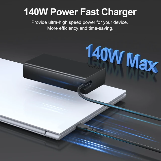 Alt view image 2 of 7 - Slim 140W USB Type C Laptop Charger Compatible with Legion Pro 5 5i 7 7i,IdeaPad Pro 5,Legion 9,Yoga 9i Pro 7 9,ThinkPad Z16, Yoga Slim 7 5 Laptop and All USB C Devices Power Adapter