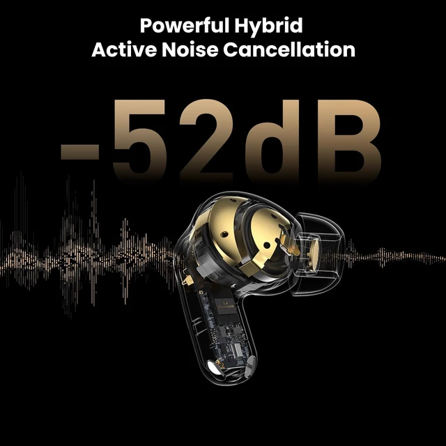 Alt view image 4 of 7 - NC20 Active Noise Cancelling Wireless Earbuds LDAC Hi-Res Bluetooth 6 Mics AI Call Ear Buds 80H Playtime, Dual Pairing, 32 EQ via App, IPX8 Waterproof, Wireless Charging Case Glossy Black