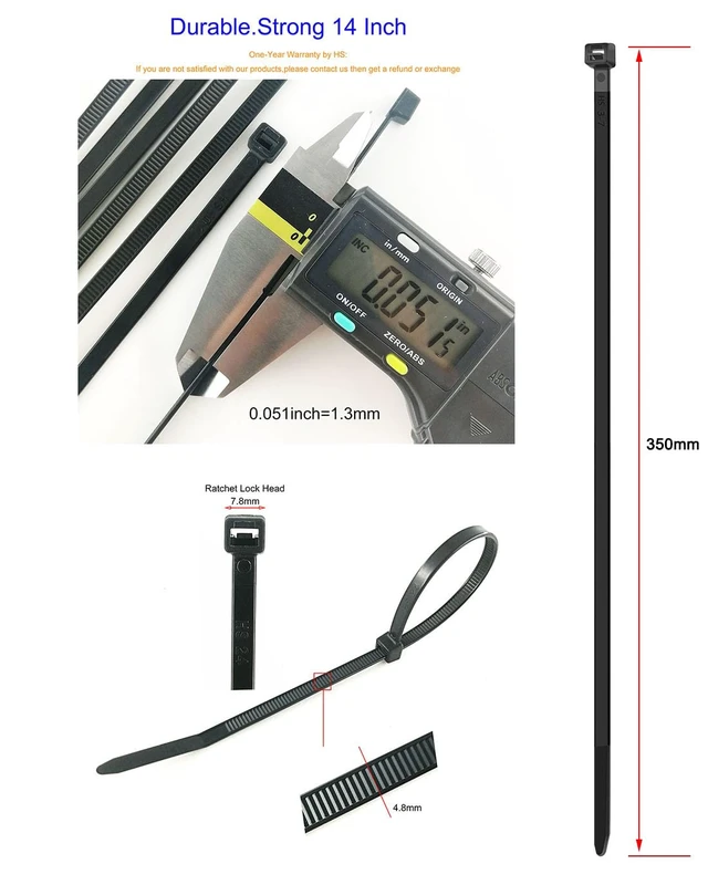Alt view image 2 of 6 - Plastic Zip Wire Ties Black Nylon Cable Zip Ties for Fencing Travel Outdoor Purpose, Cable Ties 14 Inch 50 LBS UV Resistant 500 Pieces