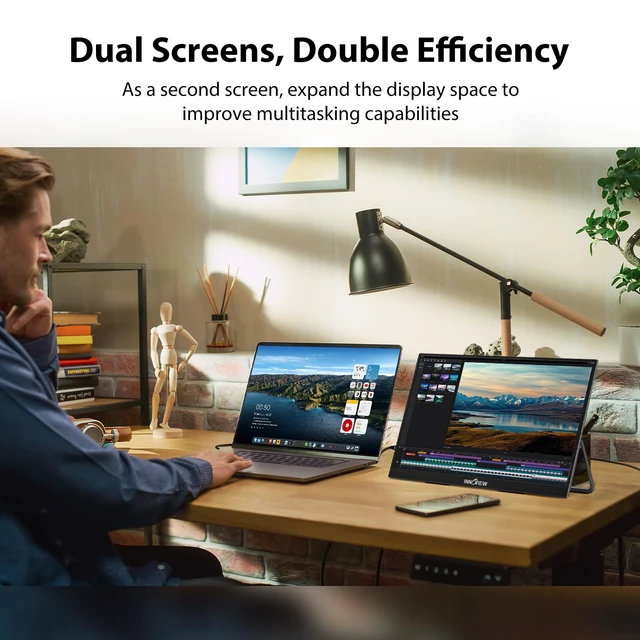 Alt view image 6 of 7 - Portable Monitor 18.5 inch 100HZ 120% sRGB, 1080P FHD IPS Large Portable Monitors for Laptop USB C HDMI HDR Travel Monitor with Kickstand Mac PC Xbox PS4/5 Switch