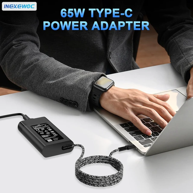 Alt view image 7 of 7 - Slim 65W USB C Charger Compatible with HP Chromebook,Elite x2,ProBook,Elitebook x360,Elitebook,Spectre X360,Spectre,Envy X360,Type C Fast Charging Power Cord Ac Adapter