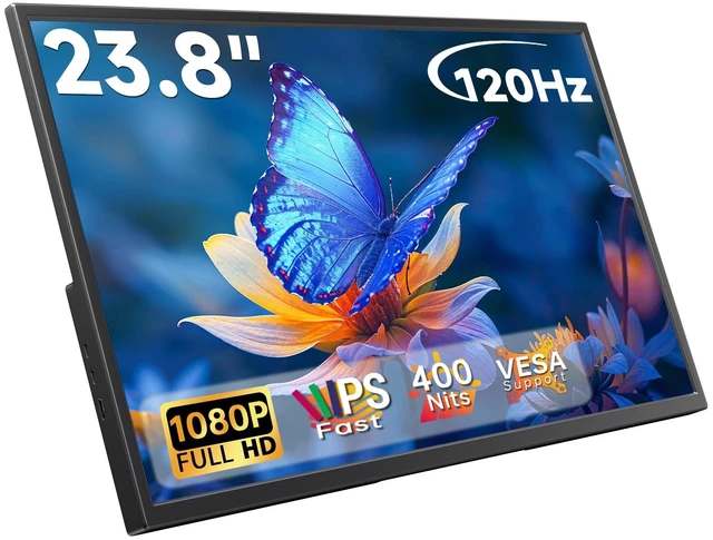 Main image of 23.8" Portable Monitor 120Hz FHD 1080P IPS USB-C HDMI Laptop PC 1080P External Monitor, 400 Nits HDR Large Second Screen, VESA Compatible Travel Monitor for MacBook, PC, Phone, Xbox, Switch