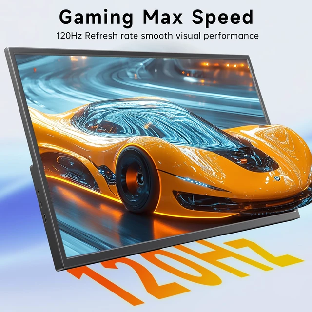 Alt view image 5 of 7 - 23.8" Portable Monitor 120Hz FHD 1080P IPS USB-C HDMI Laptop PC 1080P External Monitor, 400 Nits HDR Large Second Screen, VESA Compatible Travel Monitor for MacBook, PC, Phone, Xbox, Switch