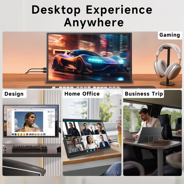 Alt view image 6 of 7 - 23.8" Portable Monitor 120Hz FHD 1080P IPS USB-C HDMI Laptop PC 1080P External Monitor, 400 Nits HDR Large Second Screen, VESA Compatible Travel Monitor for MacBook, PC, Phone, Xbox, Switch