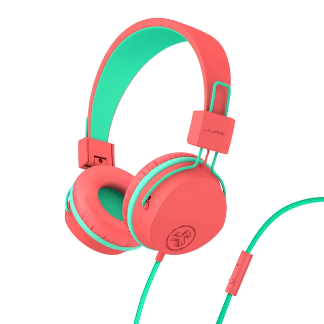 Alt view image 4 of 5 - JBuddies Studio, Kids Wired on-Ear Headphones, Bundle with USB-C Adapter, Volume limiting, Foldable, Peach