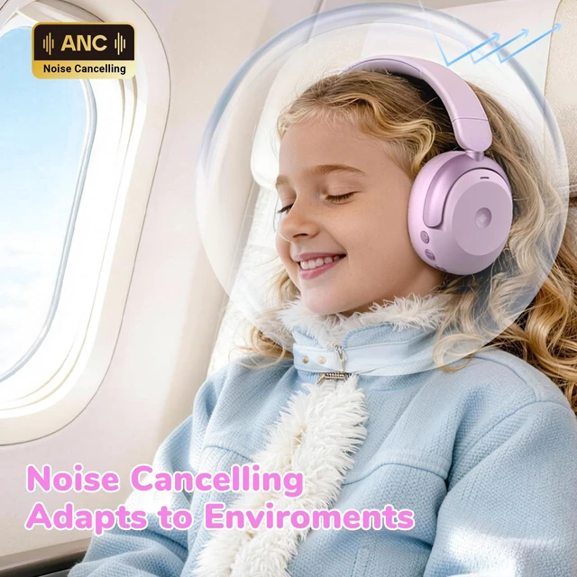 Alt view image 4 of 7 - BTH20 Active Noise Cancelling Headphones for Kids Toddler Travel SafeSound Tech3.1, 60H Play Time, USB C AUX Cable, Award-Winning Kids Bluetooth Wireless Headphones for Boys/Girls/Autism