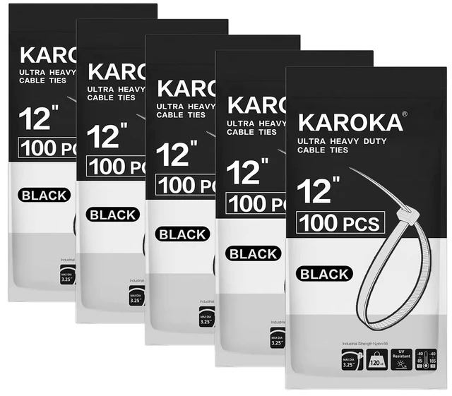 Main image of Zip Ties Heavy Duty 12 inch with 120 Pounds Tensile Strength, Black Heavy Duty Cable ties, 500 Pieces,by