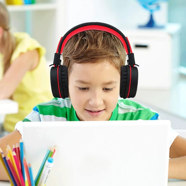 Alt view image 2 of 7 - i37 Kids Headphones for School Children Girls Boys Teens, Red Foldable Adjustable Lightweight, 3.5mm Audio Jack On Ear Headphones for Smartphones Chromebook Computer PC Tablets Travel