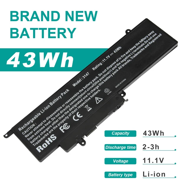 Alt view image 2 of 7 - GK5KY Laptop Battery for Dell Inspiron 11 3000 3147 3148 3153 3152 3157 3158 15 7000 7558 7568 13 7353 7359 7347 7348 7352 92NCT 092NCT 4K8YH 04K8YH RHN1C 0WF28 P20T P20T001 P55F P55F001 451-BBKK
