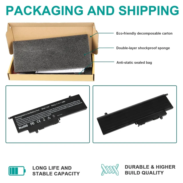 Alt view image 6 of 7 - GK5KY Laptop Battery for Dell Inspiron 11 3000 3147 3148 3153 3152 3157 3158 15 7000 7558 7568 13 7353 7359 7347 7348 7352 92NCT 092NCT 4K8YH 04K8YH RHN1C 0WF28 P20T P20T001 P55F P55F001 451-BBKK
