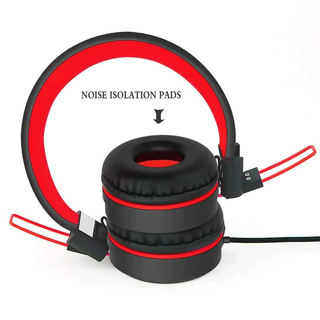 Alt view image 6 of 7 - i37 Kids Headphones for School Children Girls Boys Teens, Red Foldable Adjustable Lightweight, 3.5mm Audio Jack On Ear Headphones for Smartphones Chromebook Computer PC Tablets Travel